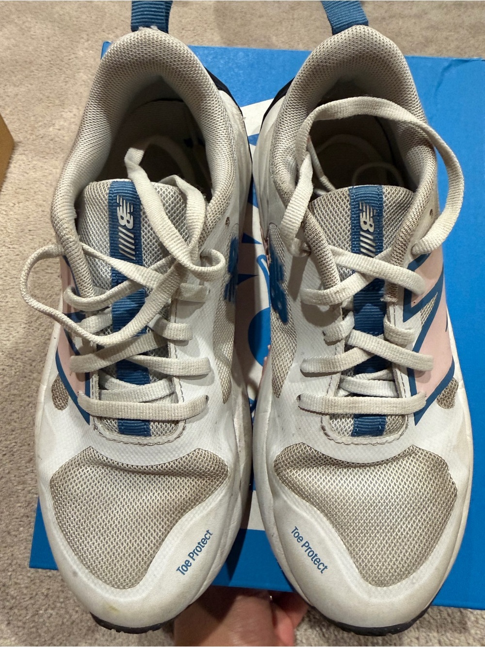New Balance White, Blue & Pink Running Sneakers